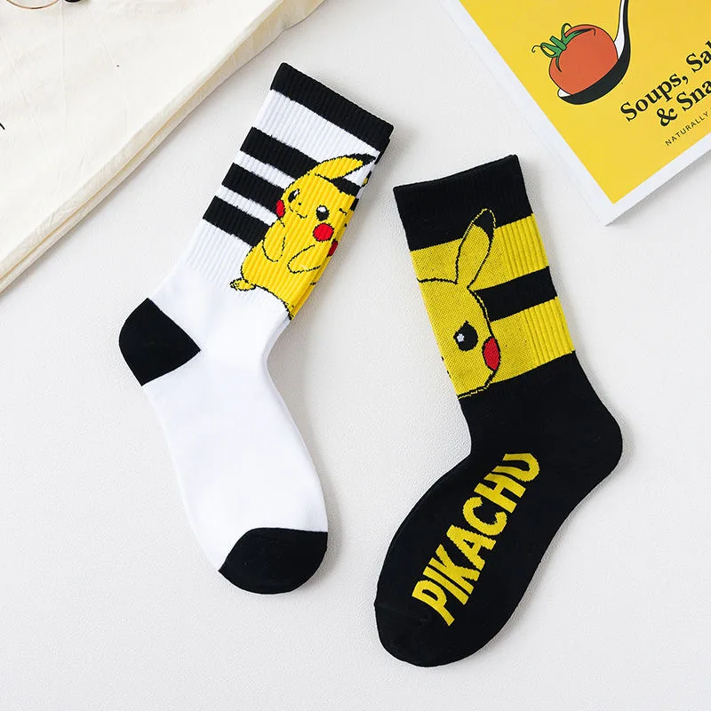 

1/4 Pair Cartoon Mid-Calf Socks - New Autumn/Winter Warmth Anime Socks, Moisture-Wicking & Breathable, Unisex Sports Socks Gift
