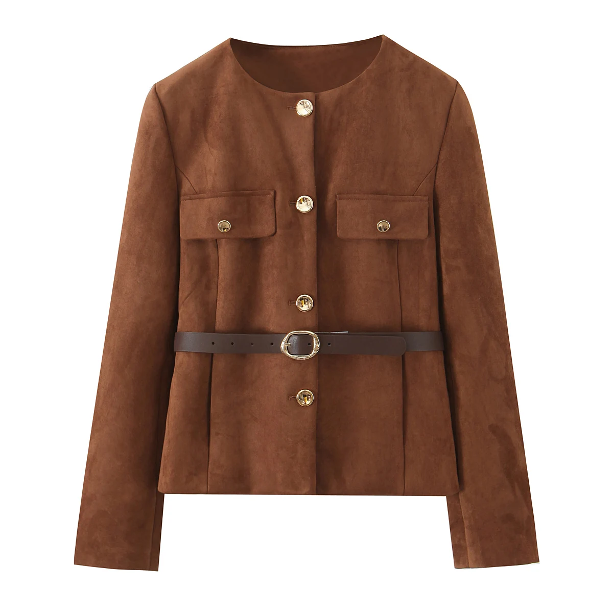 Chaqueta de mujer abrigo con cinturón Otoño Invierno mujer manga larga Casual de un solo pecho elegante chaqueta de oficina prendas de vestir exteriores para mujer