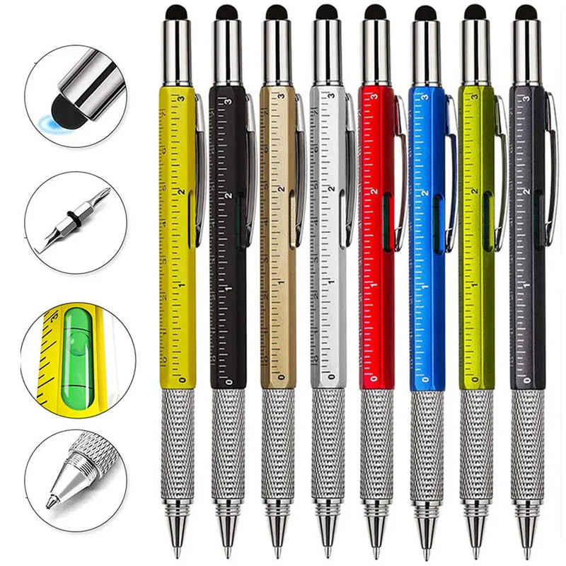 16Pcs 6 in 1 Multitool Pen Gift Christmas Stocking Stuffers for Men Multitool Ballpoint Pens Cool Tools Gadget