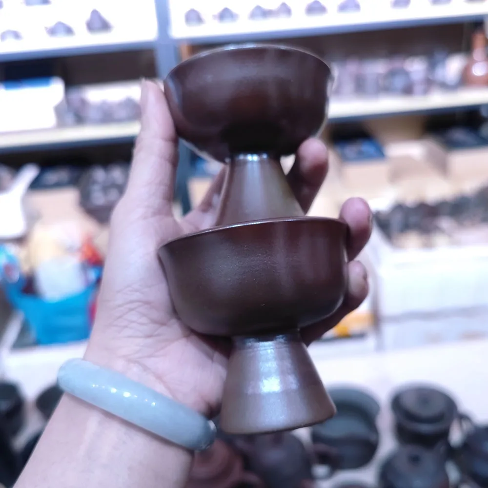 

50cc Wood Fired Burning Purple Healthy Nixing Pottery Hand Throwing Personal Cups Natural Clay (Not Yi Xing) Gift Idea Cup