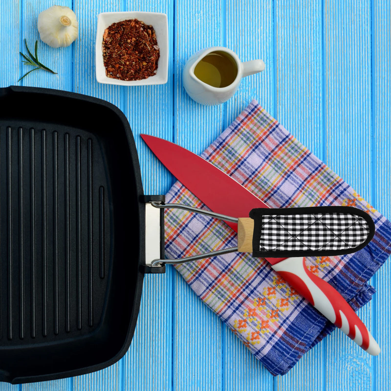 

4pcs Pot Handle Covers Heat Resistant Cotton Cloth Holder Sleeve Anti Scald Pan Cookware Kitchen Tool Tea Kettle Base