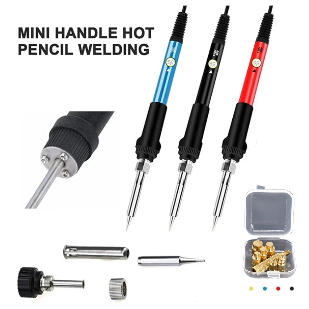 Heat Set Insert External Heating Rubber Handle Electric Soldering Iron Tip Brass Hot Melt Insert Nuts for Plastic 3d Printing