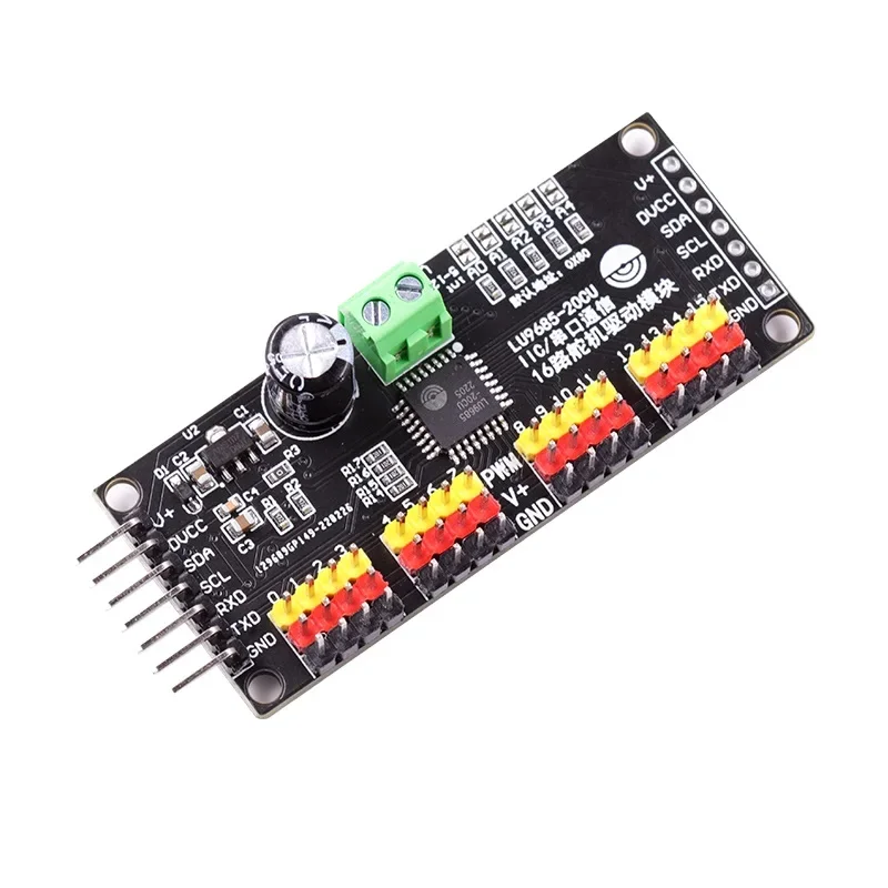 

1PCS 16 Channel 12-bit PWM Servo Motor Driver DC 5-10V LU9685 Driver Board I2C Interface Serial Shield Board Module for Arduino