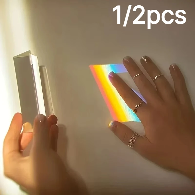 1/2pc Physics Science Toy,Triple Prism Glass,Reflecting Color Light Spectrum Learning Educational Toy for School Teaching Physic