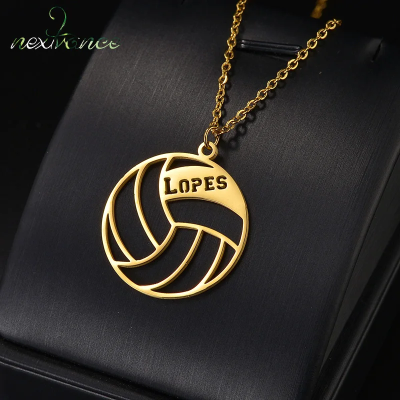 Nextvance Custom Volleyball Name Necklace Personalized For Men Pendant Stainless Steel Choker Ball Star Fans Sports Jewelry Gift