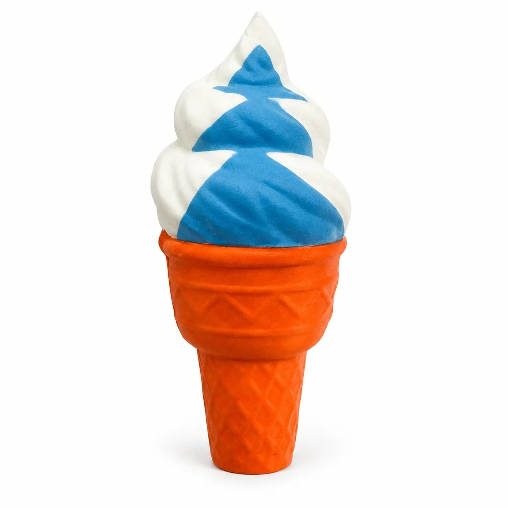 Ice Cream Cone Squishy Toy Soft PU Slow Rising Foam Blue Pink Swirl Shape Squeeze Fidget Handheld Desk Gift for Teens and Adults