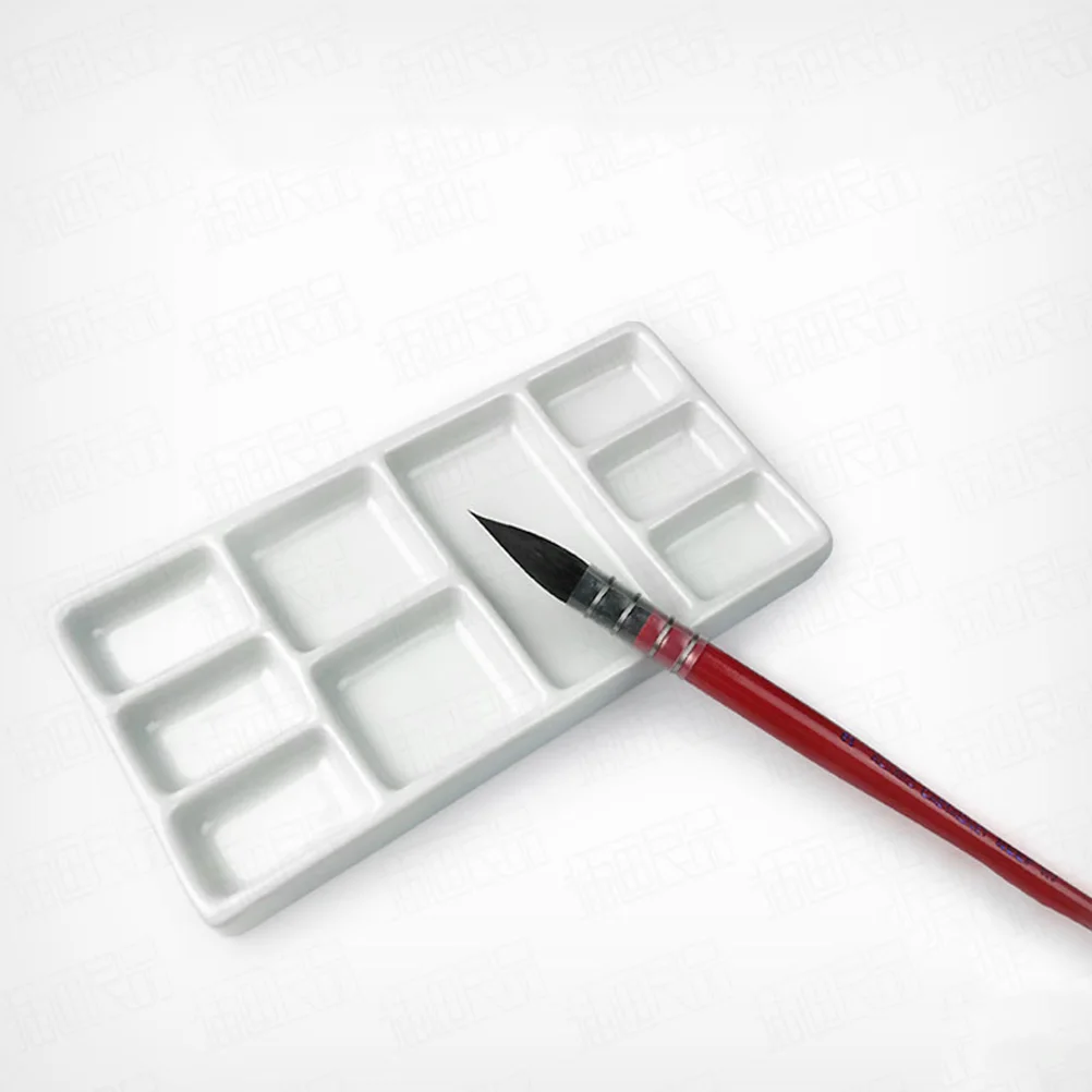 

Rectangular Ceramic Paint Tray Lightweight Color Mixing Plate for Artists Students DIY Use Washable Pigment Holder