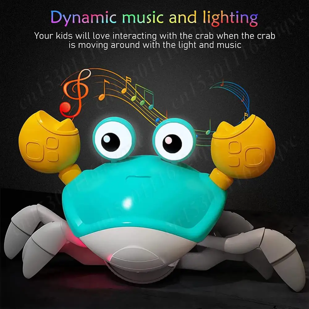 Crawling Crab Baby Toy Dancing Crab Toy for Babies Crabs Walking with Music Infant Tummy Time Toys Rechargeable Fun Moving Toy