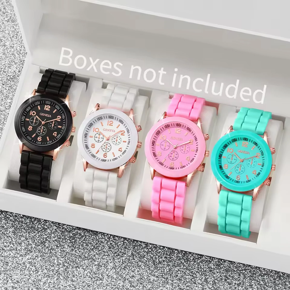 Relógios femininos da moda casual pulseira de silicone relógio analógico de quartzo (sem caixa)