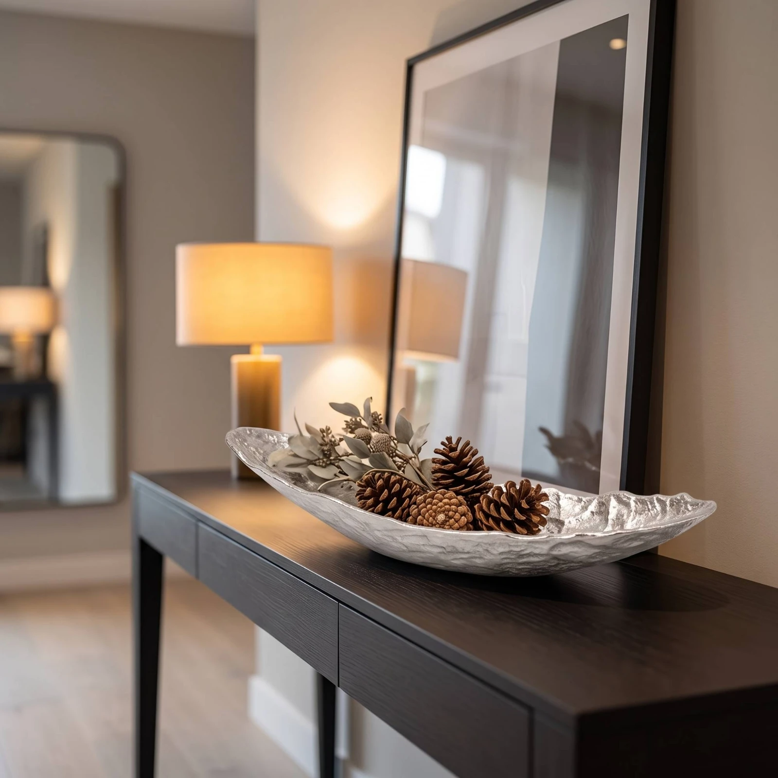 Boat-Shaped Tray Silver Tray with Hammered Texture Fruit Dish Modern Minimalist for Dining Table, Console