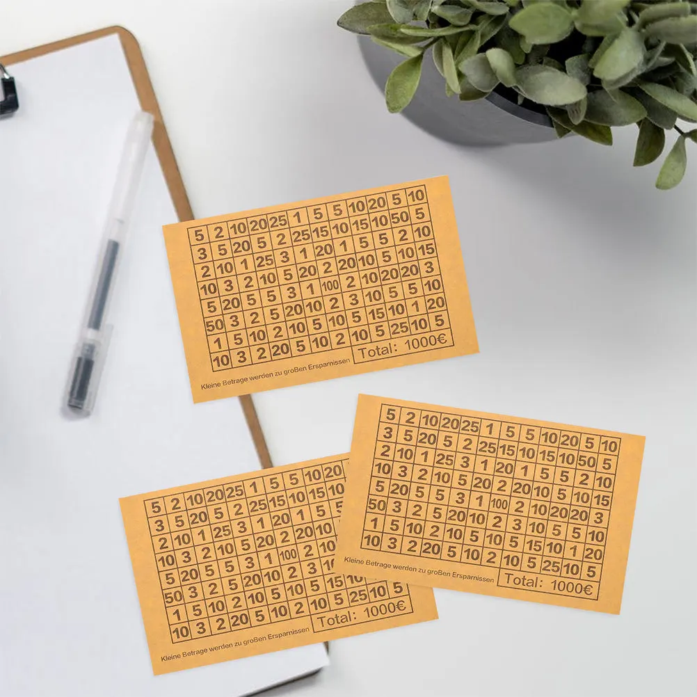 50pcs Euro Savings Sticker 1000 Beige Target Decal For Money Box Numbered Label Sticker For Coin Bank Diy Saving Jar Tracker