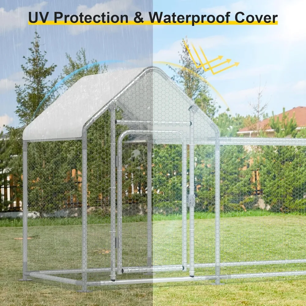 حظيرة دجاج معدنية خارجية مع تشغيل لـ 15-20 دجاجة، 118 لتر × 39.4 عرض × 59 ساعة، تصميم مشي للبط والدجاج والدواجن