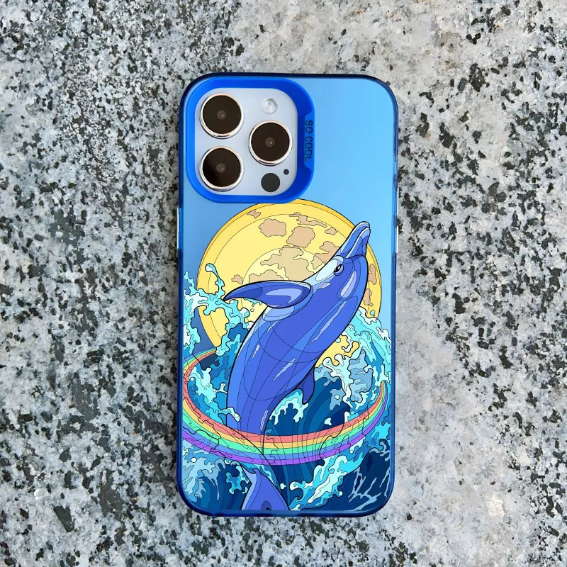 Niedliche Meerestier-Delfin-Handyhülle für iPhone 17 16 15 14 Plus Pro Max 11 12 13 Pro Max Mini Stoßfeste Laser-Rückabdeckung – Detail 3