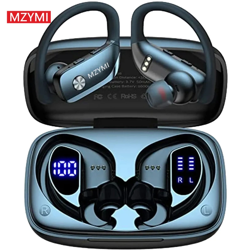 MZYMI Bluetooth Earbuds EarHooks Headphones In Ear Earphone TWS Wireless Earbuds Gaming Headset T16 With Mic For Workout Office