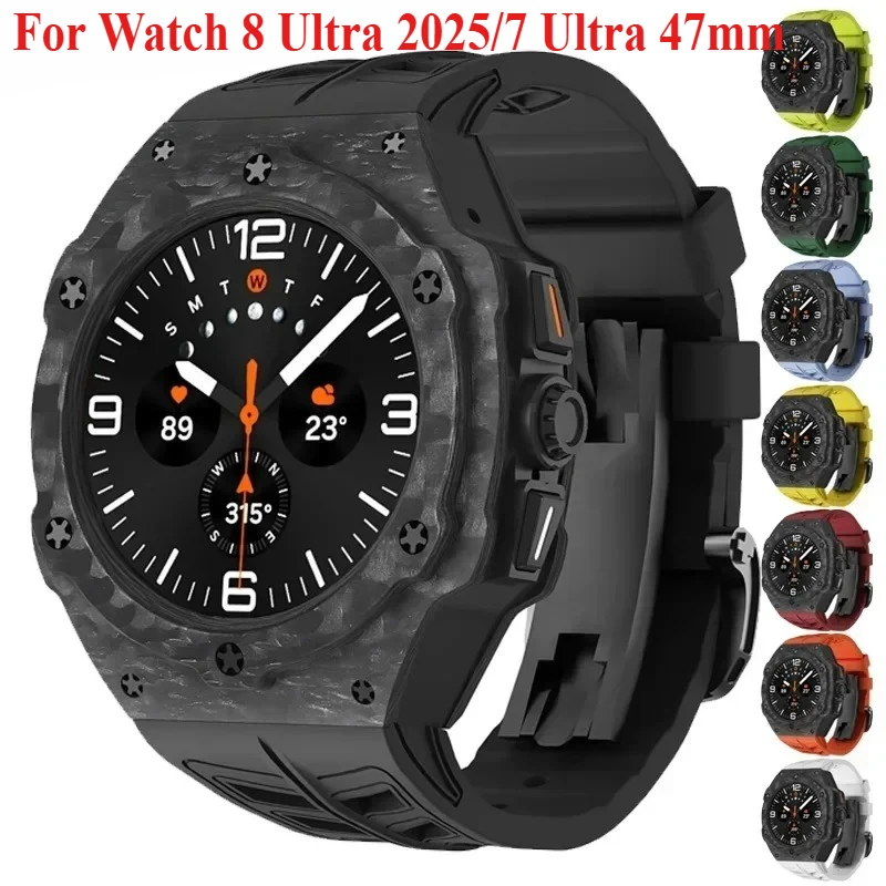 الفاخرة لساعة سامسونج جالاكسي الترا 2025 تعديلات ألياف الكربون حزام لساعة جالاكسي 7 الترا المطاط الفرقة الملحقات