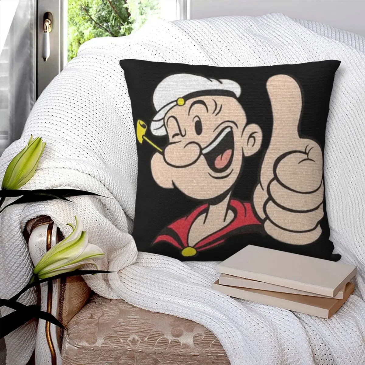 Popeye Like Square Pillowcase Pillow Cover Polyester Cushion Decor Comfort Throw Pillow for Home Sofa