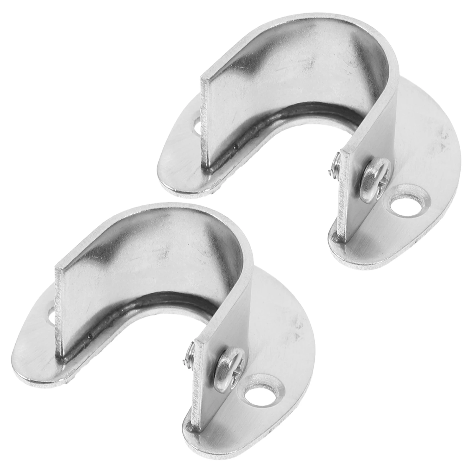 2Pcs Versatile Stainless Steel Closet Rod Holders UShaped Bracket For Residential And Commercial Use