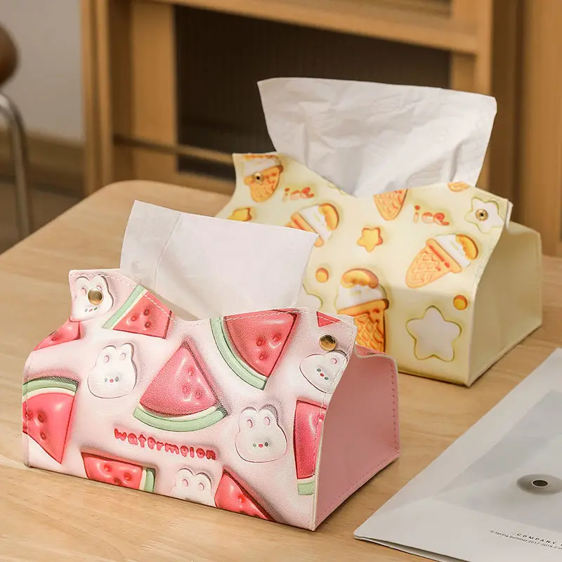 

High Beauty Tissue Box Living Room Paper Drawer Household Creative Dining Table Paper Drawer Leather Napkin Paper Box