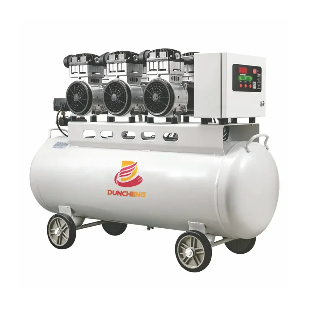 silent Aircompressor 3200w 4 piston Oil-free Air Compressors With 120 Litre Portable silent with stainless steel tank noiseless