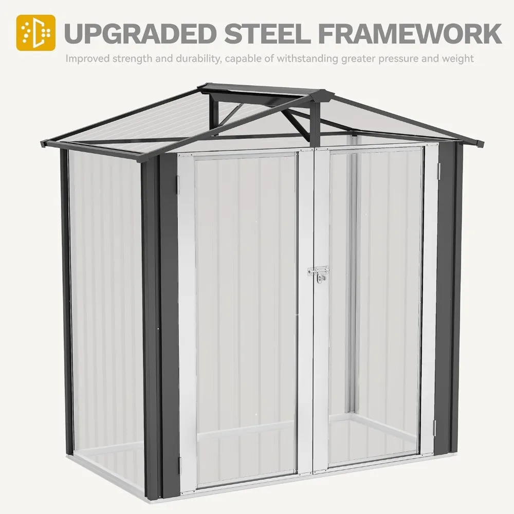 Imagem -06 - Heavy Duty Metal Storage Shed Tool Portas Bloqueáveis Ventilação de ar para Quintal Pátio Gramado para Sto Grande 6x4ft