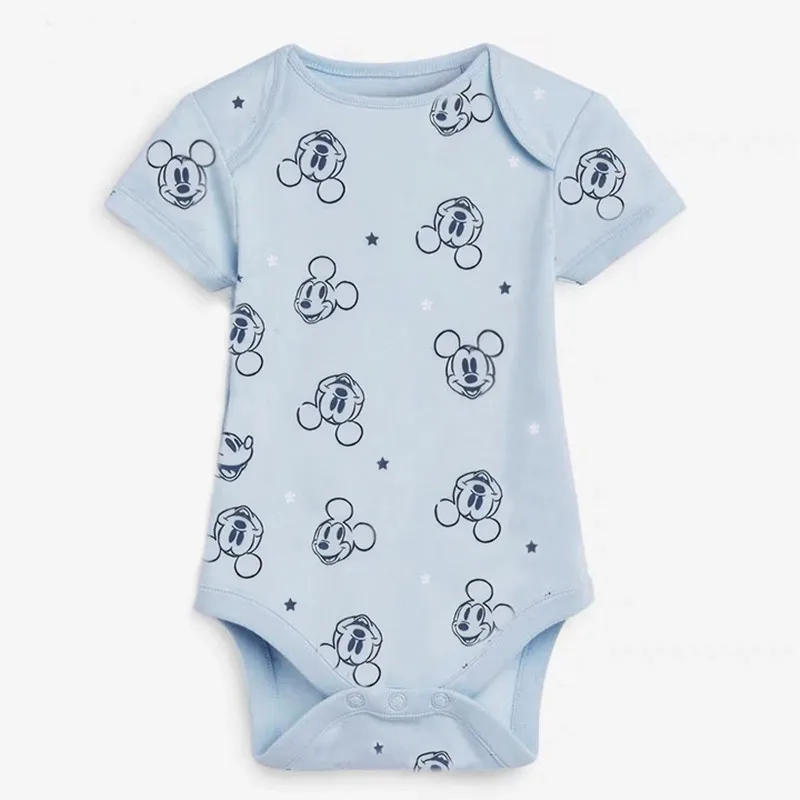 Disney Summer Baby Bodysuits Cute Mickey Mouse Print Jumpsuits 1-18Months Infant Short Sleeve Clothes