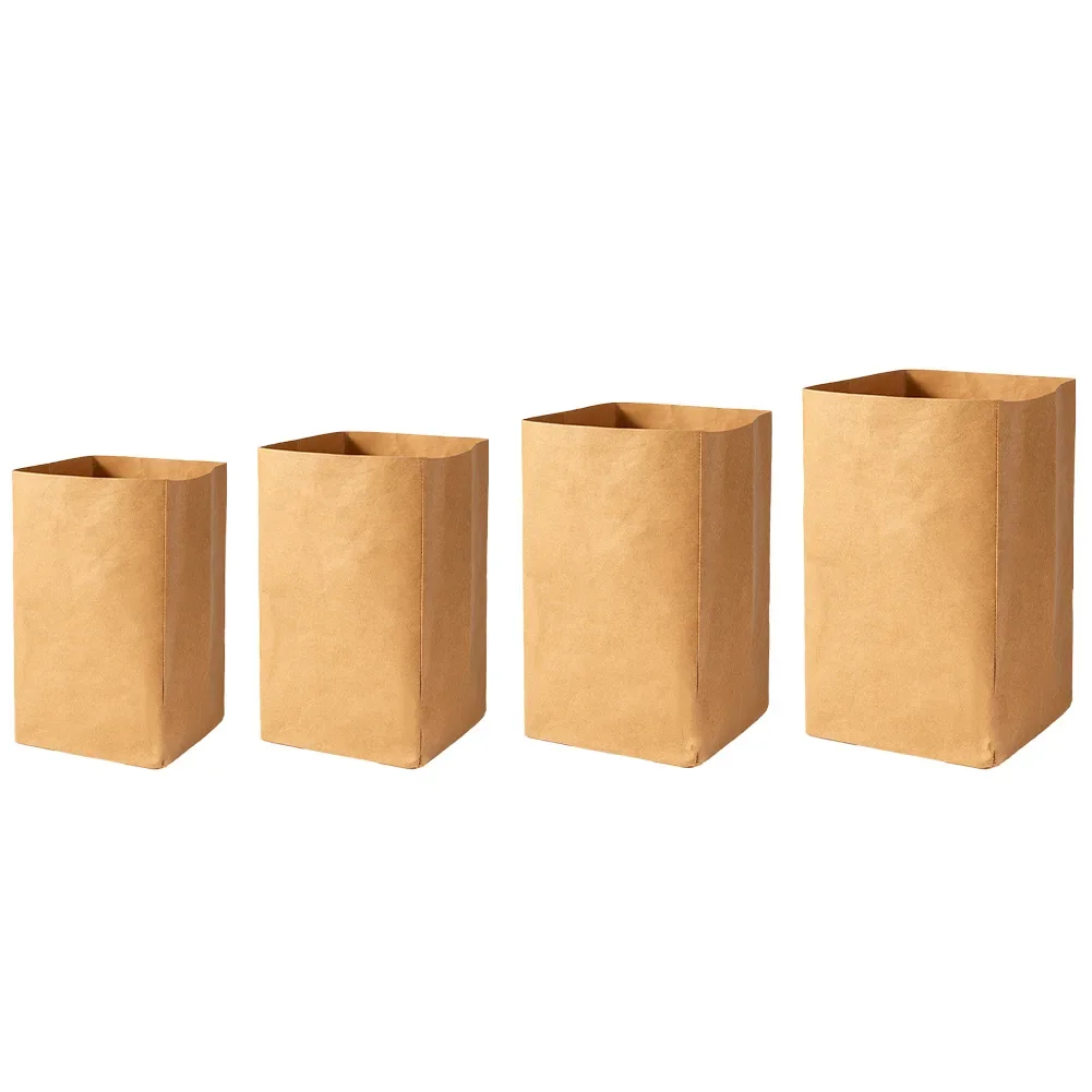 Multiuse Kraftpaper Bags Set of 4 Sizes Washable Degradable Foldable for Plants Potatoes and Home Organization