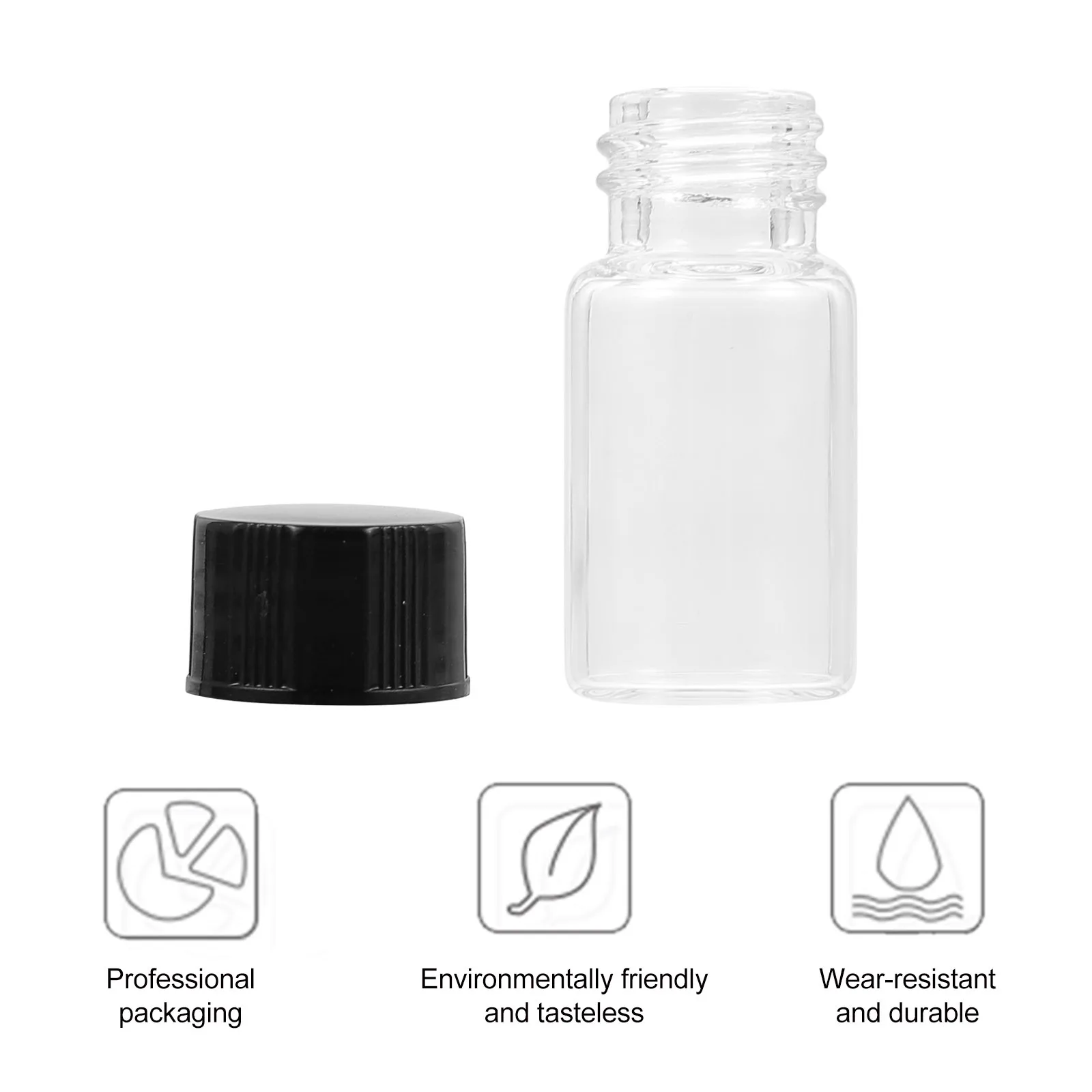 

100Pcs Glass Sample Bottles Transparent Small Reagent Bottles 3Ml Clear Screw Mouth for Laboratory Essential Oil Cosmetics Skin