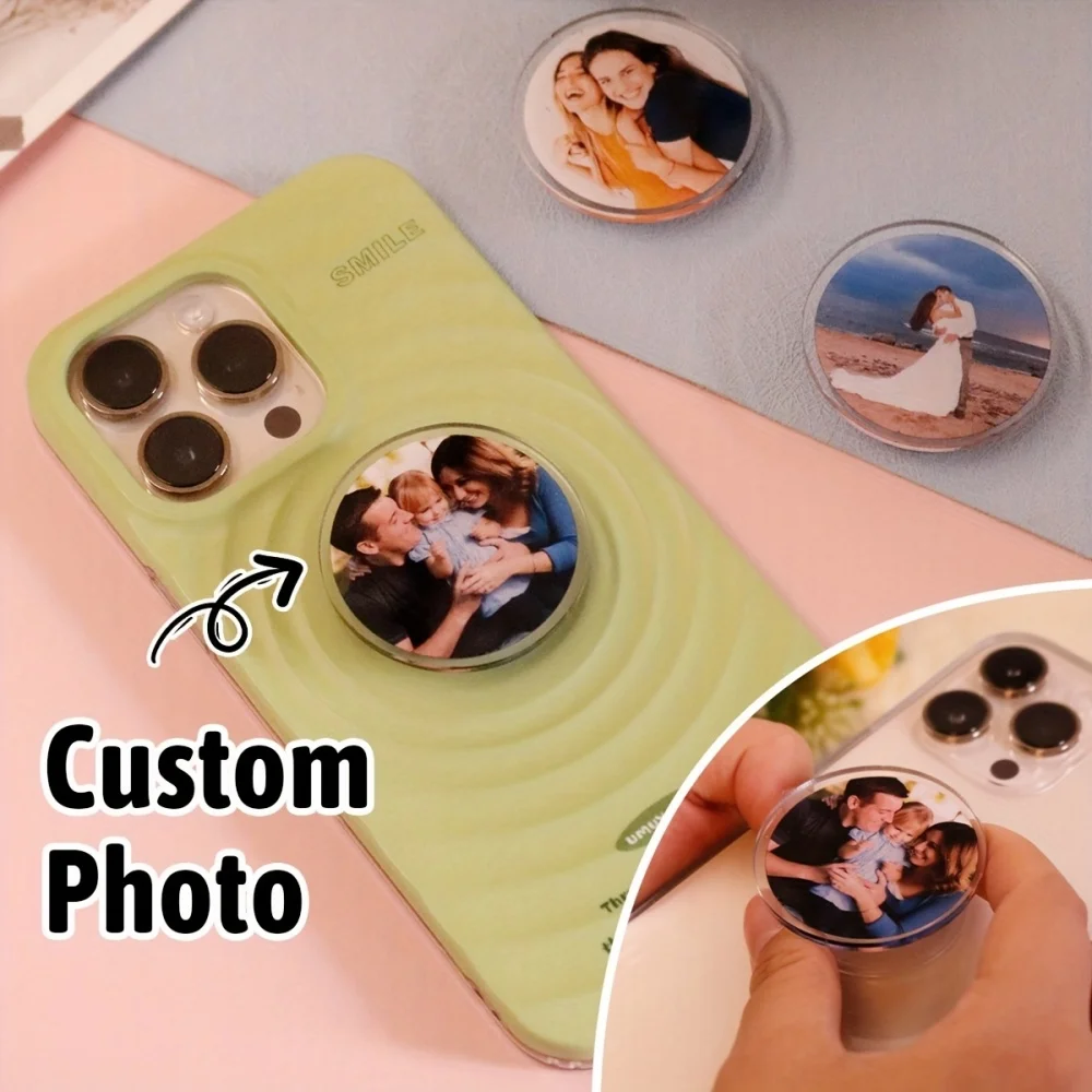 Custom Acrylic Phone Grip Holder Foldable Expanding Phone Stand Photos Custom Acrylic Phone Support Personalized Custom Gifts