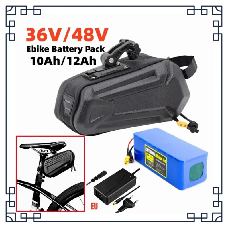 ebike Battery 48v 36v 10Ah 12Ah Waterproof Li ion Batteries pack for 250W-1000W Motorcycle/scooter/Bicycl with 2A charger