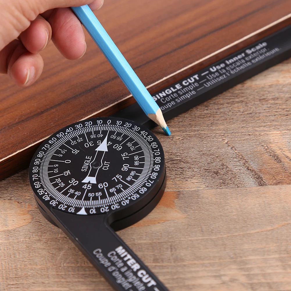 Pro Woodworking Scale Protractor with Marking Pencil ABS Accurate Carpenter Angle Finder Plumber Measuring Meter