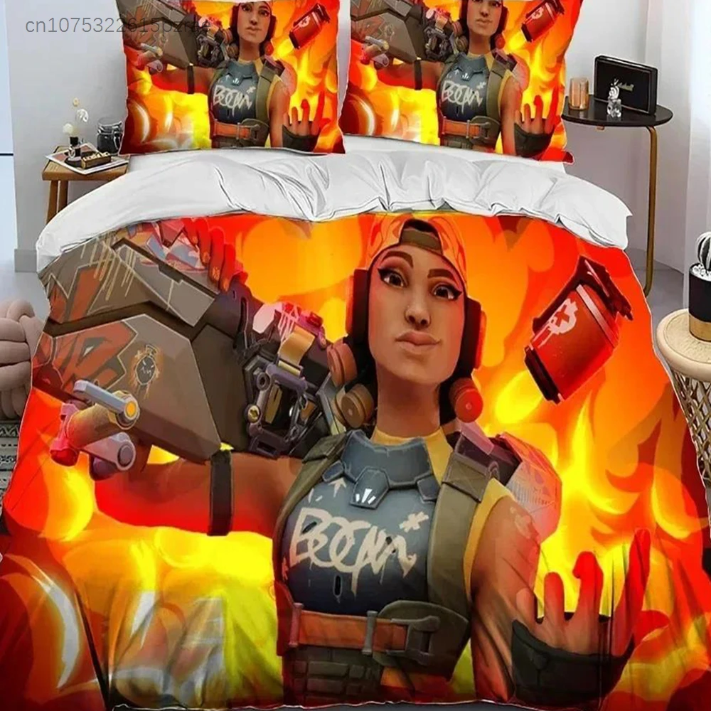 3D VALORANT Game Gamer Cartoon Bedding Set Printed Bed Set With Pillowcase Bed Duvet Cover Soft Queen King Size Bedclothes Home