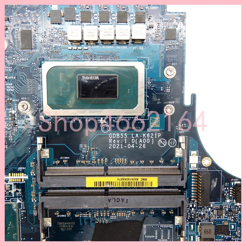 Imagem -03 - Laptop Motherboard para Dell Precision 7560 La-k621p com Cpu i7 I911th Gen Ddr4 100 Testado ok