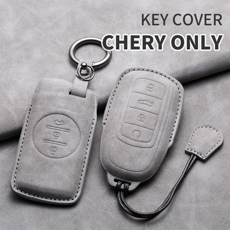 Leather Car Key Case Cover Shell Fob For Chery Tiggo 8 Pro Tiggo 8plus New 5 plus 7pro Chery Tiggo 7 Pro Max Omoda 5 C5 Modod image 5
