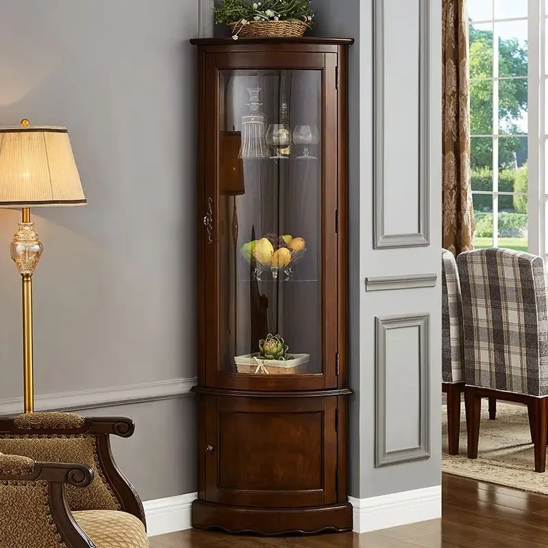 H1 solid wood corner cabinet triangular living room sofa glass wine cabinet corner dining room against the wall