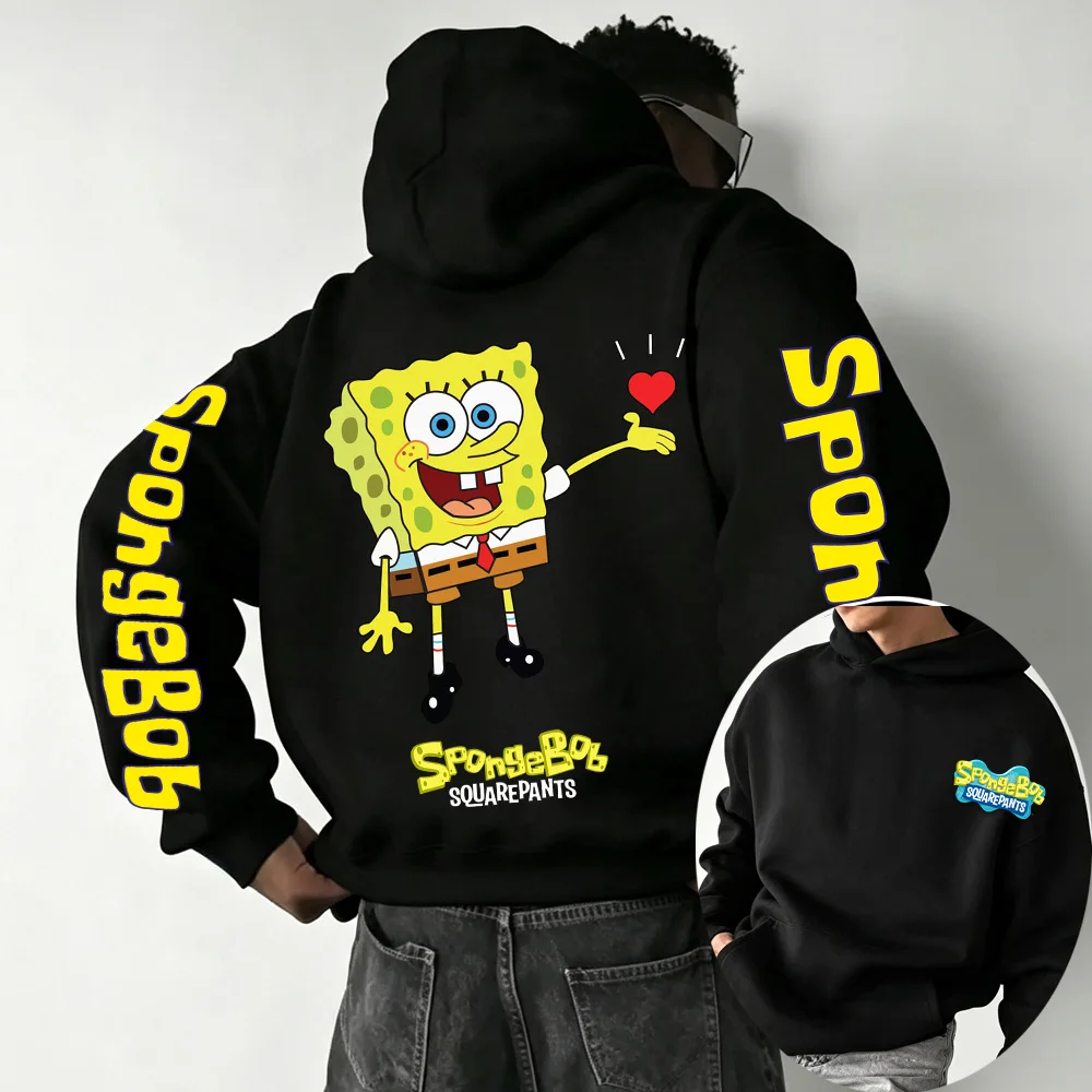 Love SpongeBob SquarePants Cartoon Anime 2026 New Spring and Autumn Men's and Women's Fashion Hoodies