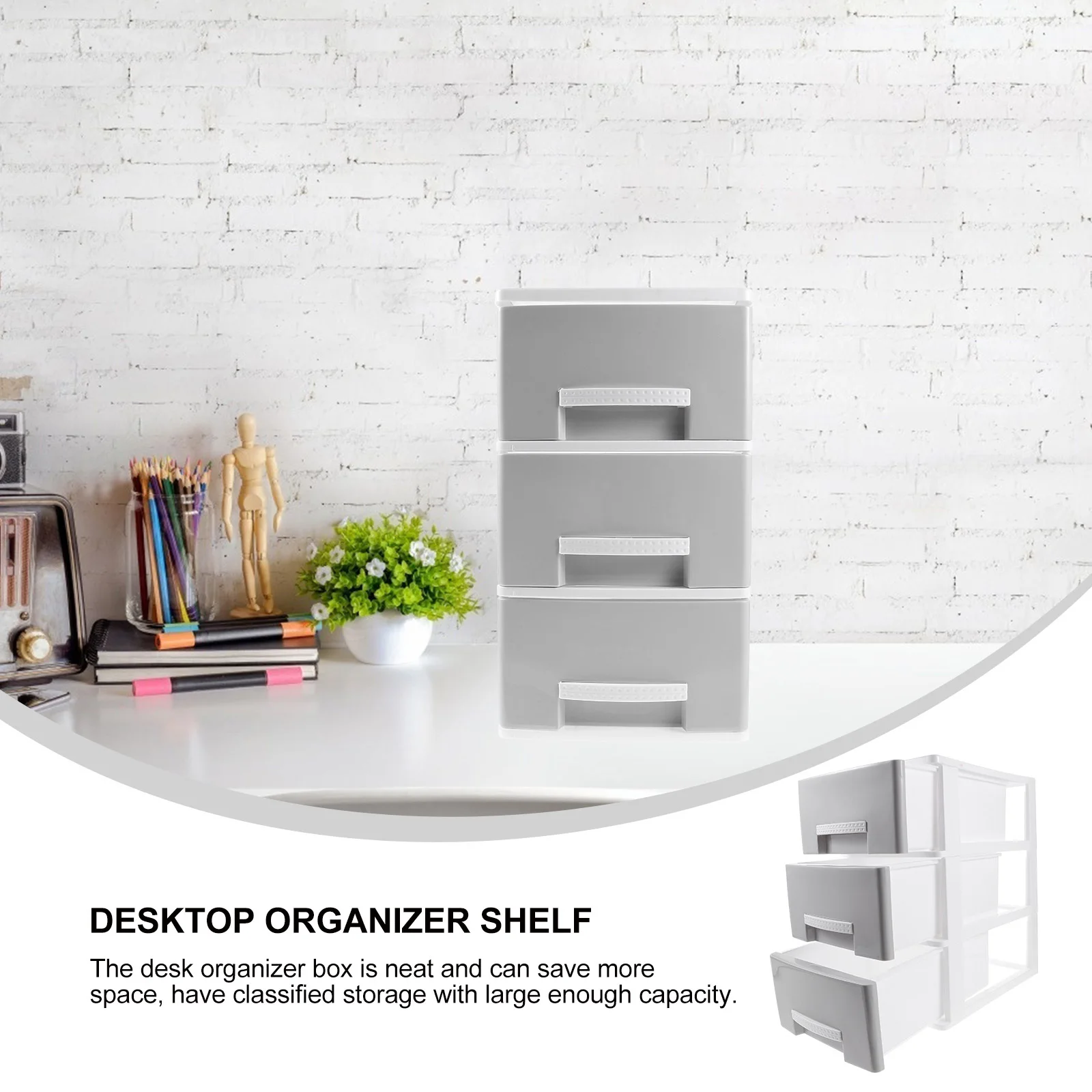 

3-Layer Plastic Storage Drawer Box Desktop Organizer Large Capacity Multi-Function Storage Case for Office Makeup