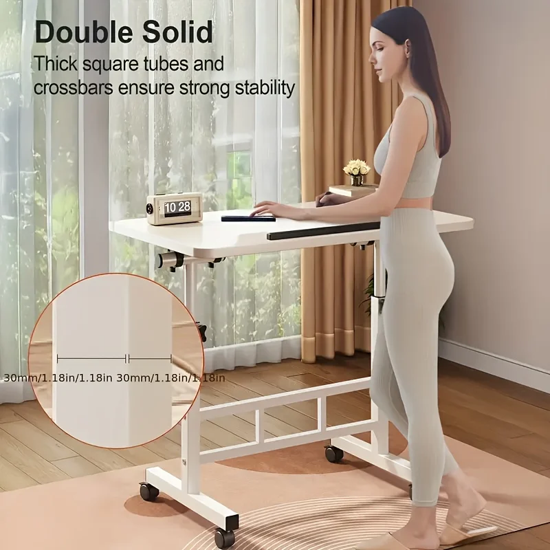

Modern Ergonomic Folding Desk with 4-Caster Wheels - Adjustable Height, Durable Metal Frame, Ideal for Home & Office Use