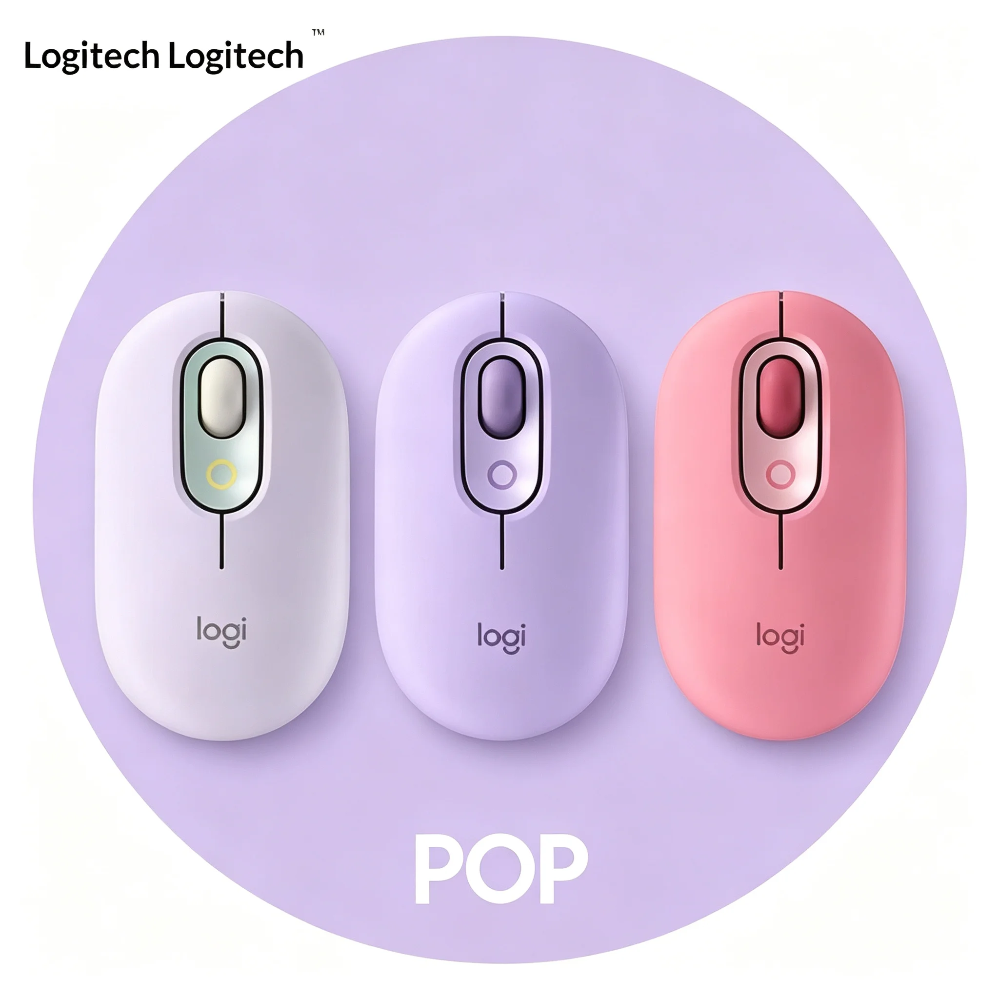 Logitech POP Mouse Wireless Bluetooth Mouse Fashion Pastel Mice for Home Office Working