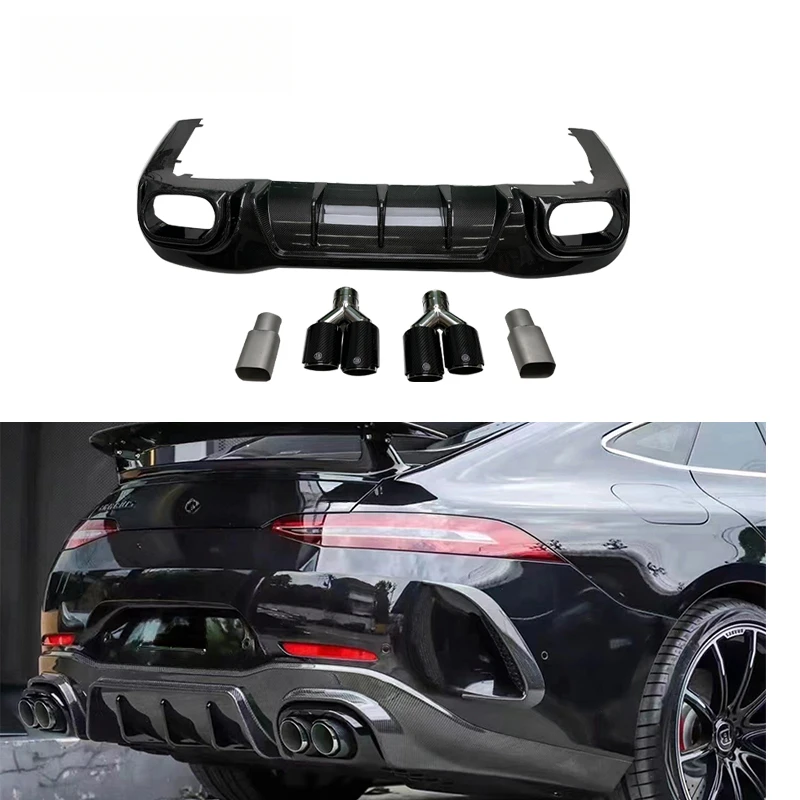 High Quality Real Carbon Fiber Rear Lip Diffuser Exhaust Tip Fit GT63 2019+ Exterior Styling Mod Parts