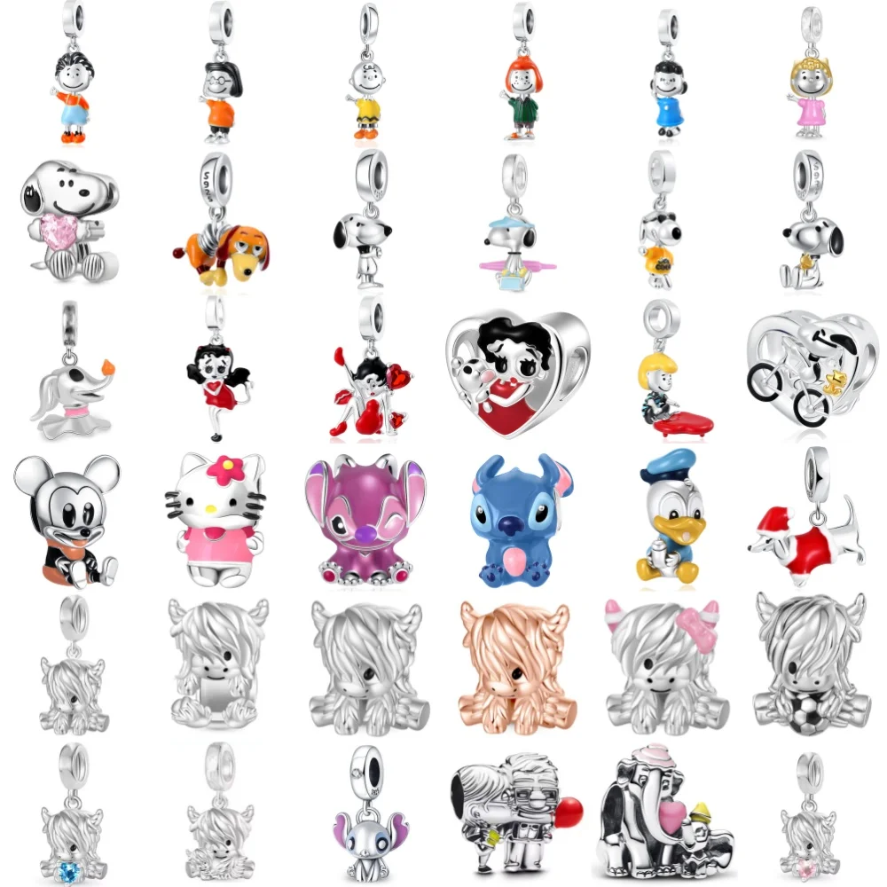 New 925 Silver Men's And Women's Bicycle Flower Baskets, Dog pendants,Fit European Bracelets, Jewelry Gifts Accessories