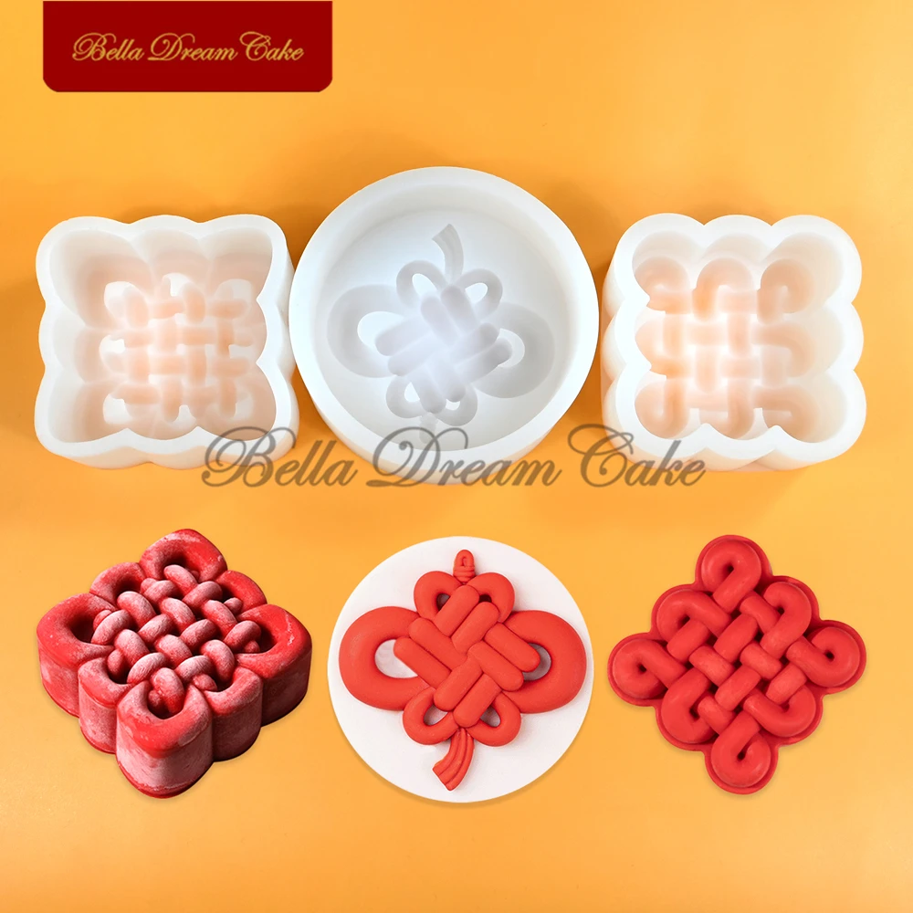 Chinese Knot Design Pudding Silicone Mold 3D Fondant Chocolate Mould DIY Dessert Mousse Molds Cake Decorating Tools Bakeware