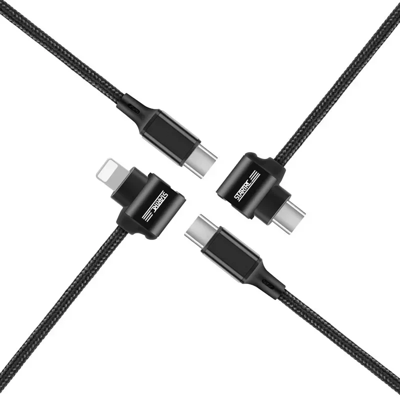 كابل بيانات لنظارات DJI V2 120 سم من النوع C إلى كابلات البرق لـ DJI Avata/FPV نظارات الطيران خط نقل اتجاهين أسود