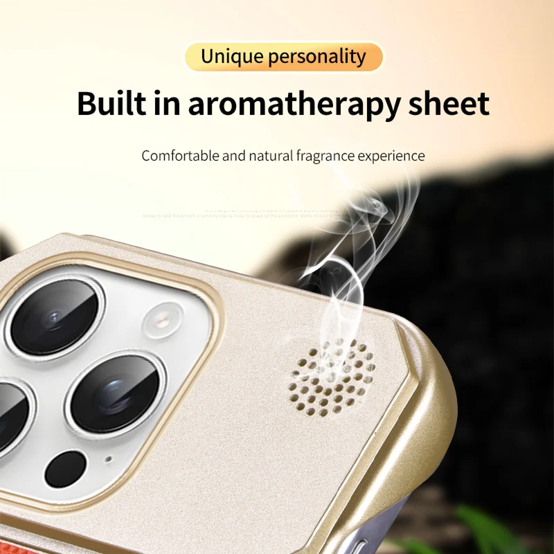 Para Magsafe funda de teléfono de aromaterapia con soporte magnético de cuero de Color sólido sin borde para iPhone 16 Pro Max 14 11 12 13 15 Pro Max