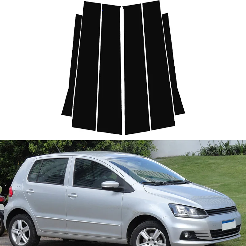 Mirror Effect Car Door Middle Column Window Center BC Pillar Post Cover 6pcs For Volkswagen Fox 2013-2020