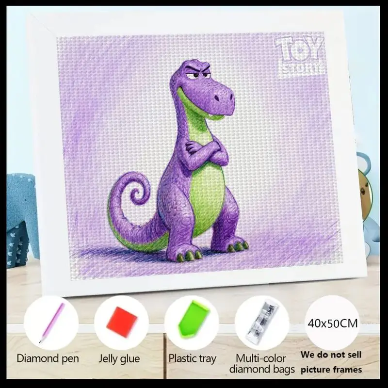 

1PC Kids & Adults 5D Diamond Painting Kit, DIY Disney Pixar Toy Story Rex Dinosaur Full Drill Diamond Art, Funny Grumpy Cartoon