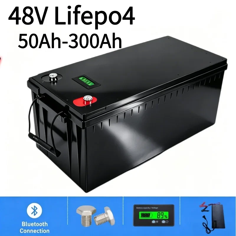 48V LiFePO4 Battery Pack 50-3500Ah Bluetooth BMS Monitoring Deep Cycle Parallel Connectable For 3000W/5000W/6000W Solar Inverter
