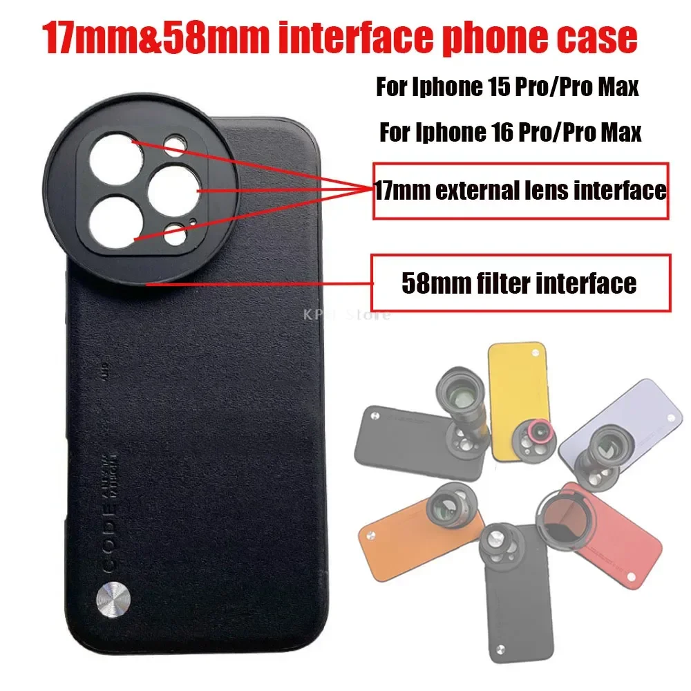 17MM Thread Phone Case for Iphone 16 15 Pro Max 58MM Thread Interface Filter Ring Adapter Phone Case For Phone Lens CPL Filter