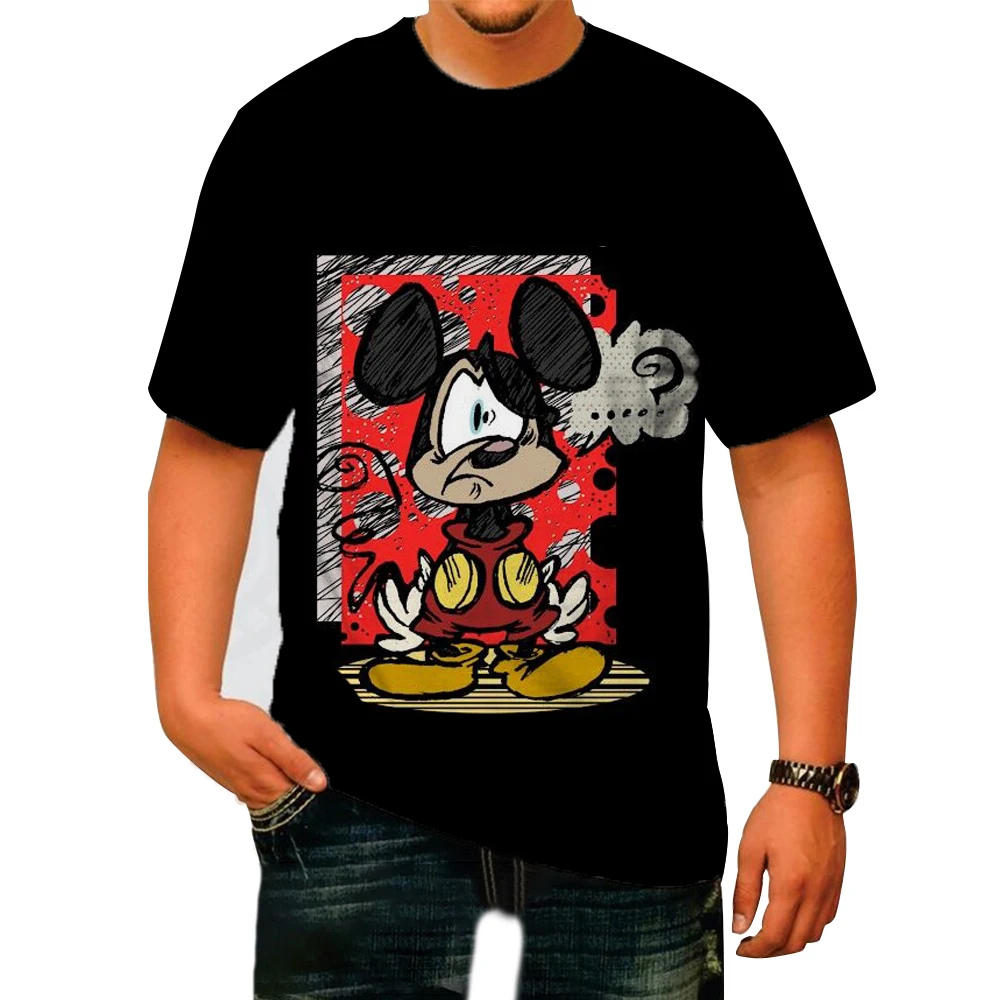 Men Disney Mickey Mouse Print T-Shirt Summer Men\'s Street Fashion Casual Sports Loose O Neck Quick Dry Short Sleeve Clothing Kid