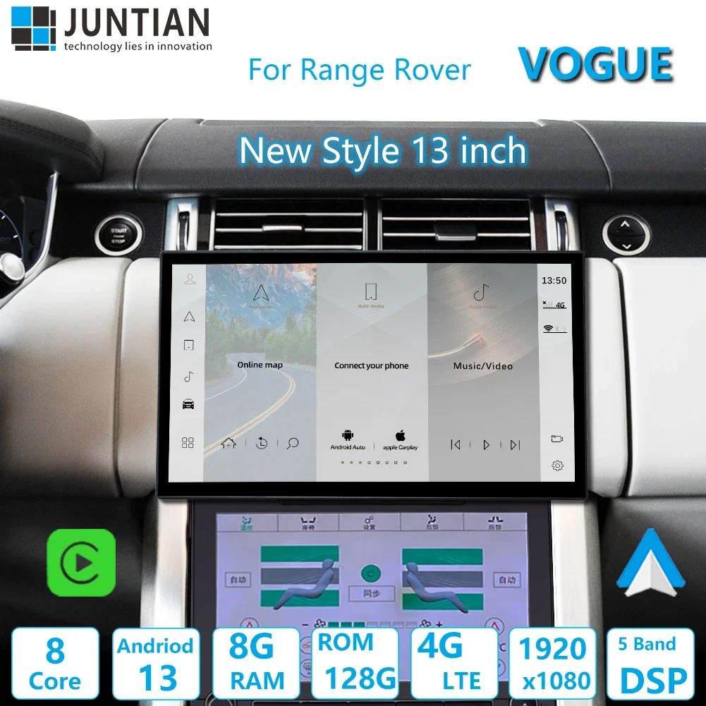 13 Inch Android Screen for Land Range Rover Vogue Bosch and Harman Wireless Carplay,Android Auto Car GPS Multimedia Player