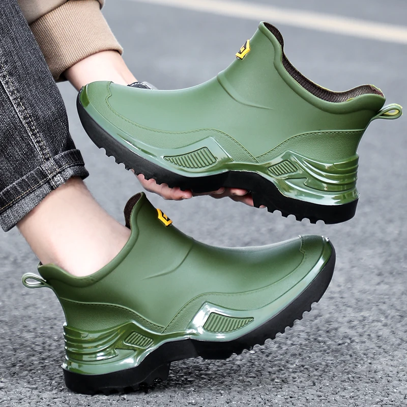 Low-Top Waterproof Anti-Slip Work Boots Men Women Outdoor Activity Shoes Comfortable Lightweight EVA Insole Wave Pattern Rubb...